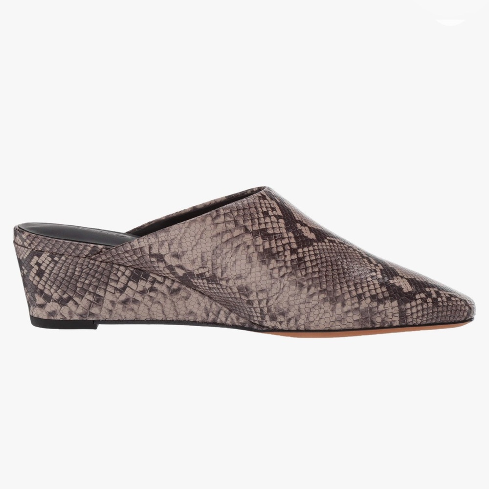 Vince Taupe and Dark Brown Snakeskin-Print Slip-On Mule